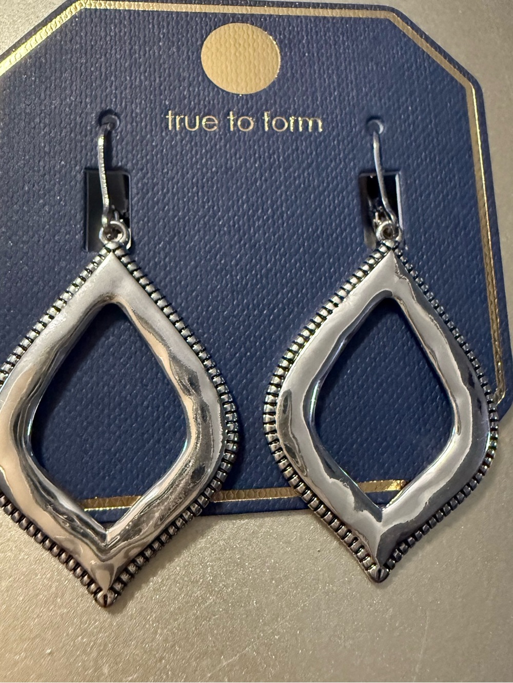 True to Form Silver Open Teardrop Dangle Earrings